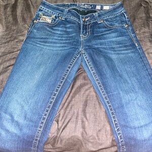 Miss Me Jeans Size 29 Style Straight Cut Worn & Ripped at the bottom
